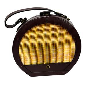 Etienne Aigner 2-way bag satchel crossbody wicker & leather summertime purse 70s